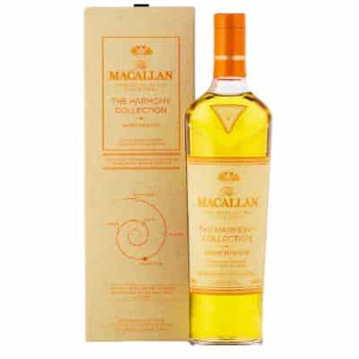 Bottle of Macallan Harmony Amber Meadow 70cl – limited edition whisky with eco box for gifting