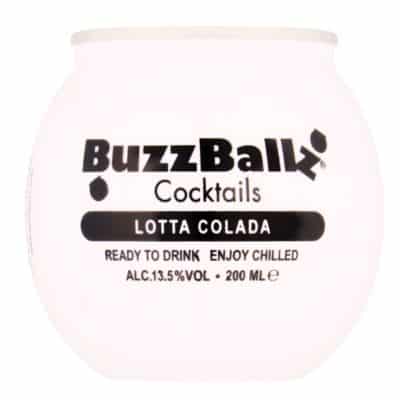 BuzzBallz Lotta Colada Cocktails 12 x 200ml – Tropical rum drink with pineapple and coconut – Party-ready mixed drinks UK