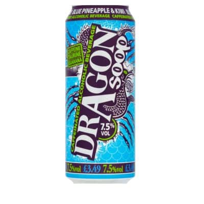 Dragon Soop Blue Pineapple & Kiwi 500ml alcoholic caffeinated drink UK