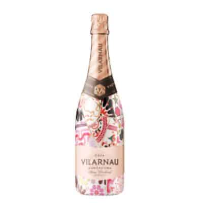 Vilarnau Organic Rosé Gaudí Sleeve Edition 75cl – pink cava bottle in decorative Catalan-style sleeve.