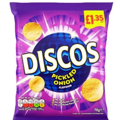 Discos Pickled Onion Crisps 16x70g Case – Buy Online UK | Goldenacre Wines