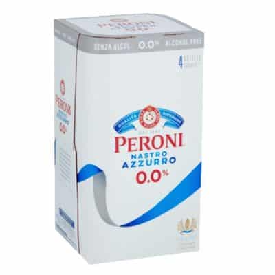 Peroni Nastro Azzurro 0.0% Alcohol-Free Beer 4 x 330ml available online at Goldenacre Wines UK