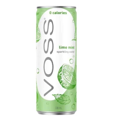 Voss Lime & Mint Sparkling Water 10x330ml cans – premium zero-calorie sparkling water UK Goldenacre Wines