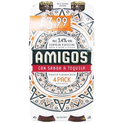 Amigos Tequila Flavour Beer 4×330ml bottles UK multipack