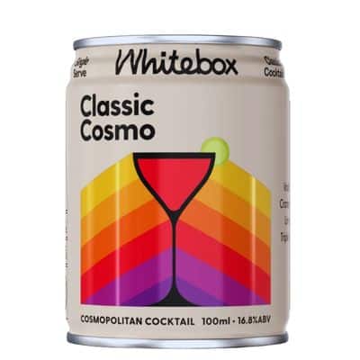 Whitebox Classic Cosmo 100ml ready-to-serve cocktail can with vibrant design.