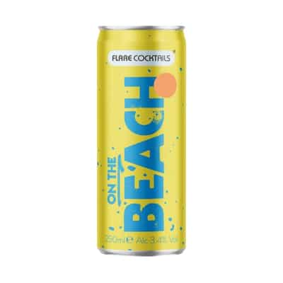 Flare Cocktails On The Beach 12 × 250 ml – premium ready cocktail pack available from Goldenacre Wines UK