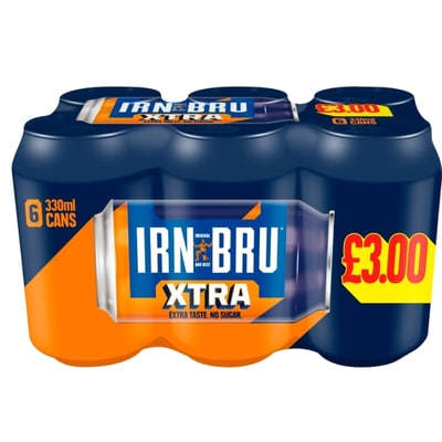 IRN-BRU Xtra No Sugar 6 x 330ml Cans pack