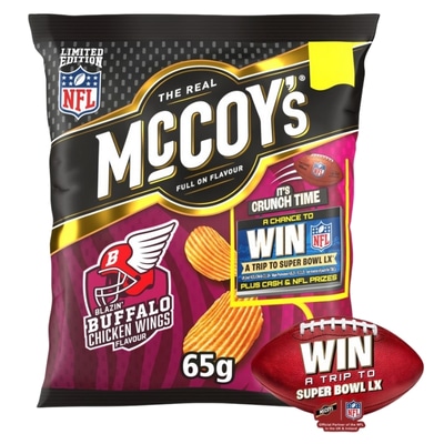 McCoy’s Blazin’ Buffalo Chicken Wings Flavour Crisps 20 x 65g available at Goldenacre Wines UK