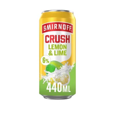Smirnoff Crush Lemon & Lime 440ml ready-to-drink vodka cocktail available at Goldenacre Wines UK