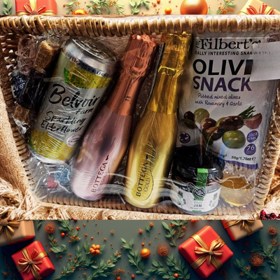 Bottega Christmas Hamper with Prosecco minis and festive treats in the UK