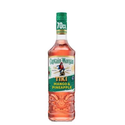 Buy Captain Morgan Tiki Pineapple and Mango 70cl spiced rum online UK from Goldenacre Wines.