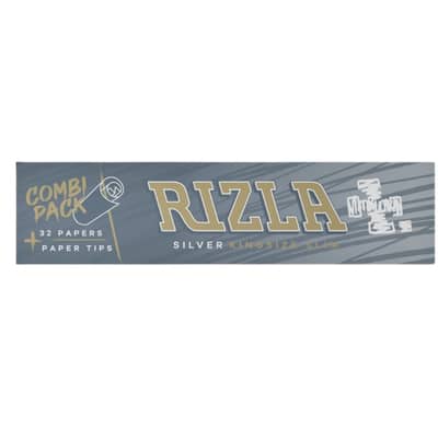 Buy Rizla Super Thin Silver King Size Slim Combi Pack online UK from Goldenacre Wines – full case with paper and tips.