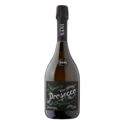 Glass of Alberto Nani Organic Prosecco Extra Dry sparkling wine