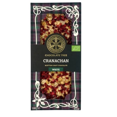 Scottish whisky chocolate gift Cranachan white chocolate bar by Chocolate Tree