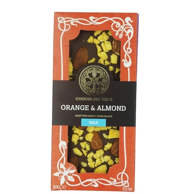Organic chocolate gifts UK Chocolate Tree Orange and Almond milk chocolate bar