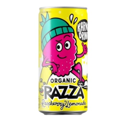 Buy Karma Drinks Razza Raspberry Lemonade online UK, 12x250ml cans, fruity fizzy soft drink
