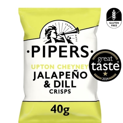 Buy Pipers Jalapeño & Dill Crisps Bulk UK – 24 x 40g gluten free vegan crisps