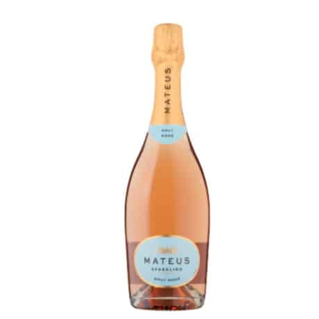 Glass of Mateus Sparkling Brut Rosé 75cl served chilled at afternoon tea